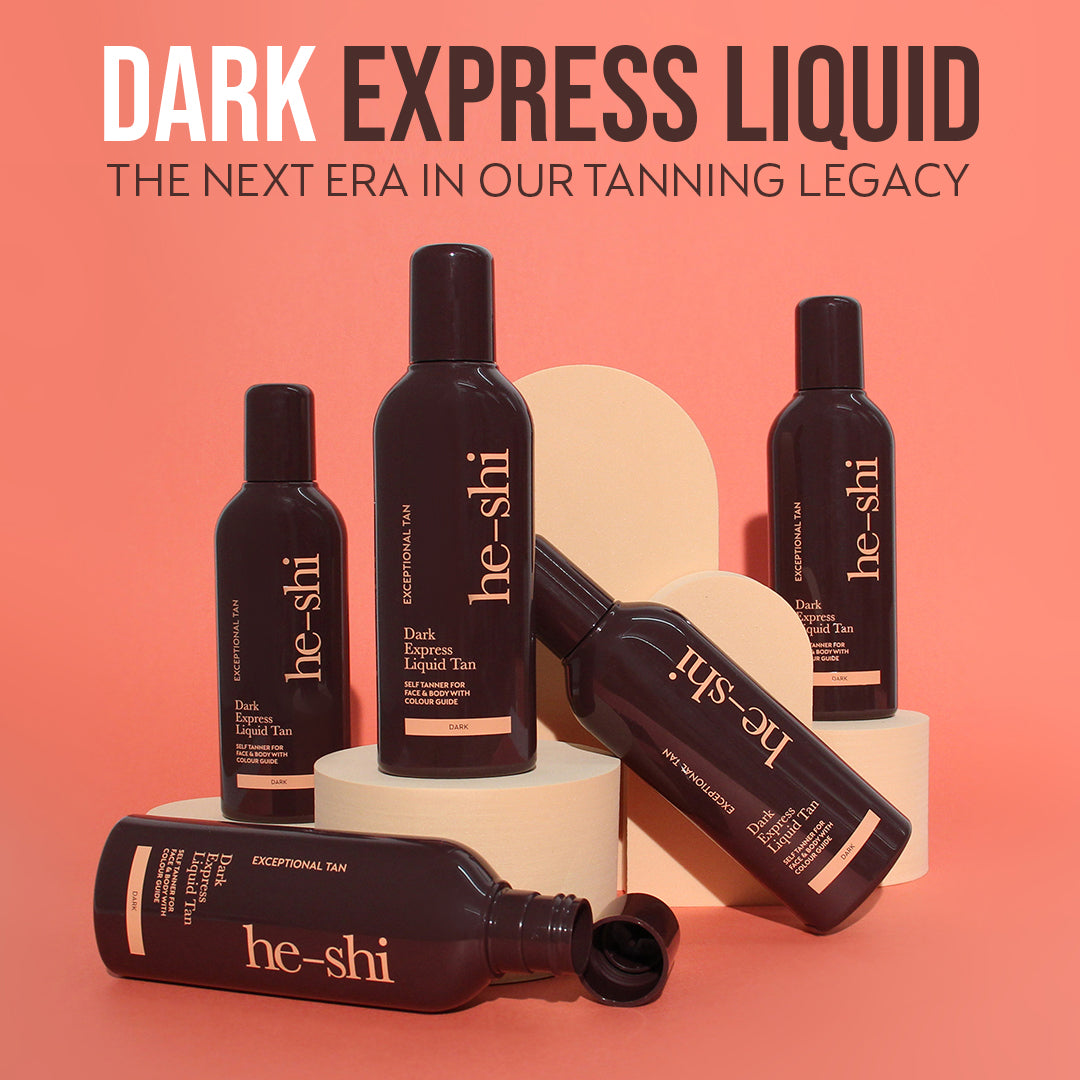Video demonstrating the steps to apply He-Shi Dark Express Liquid Tan. The steps include:
Step 1 - Grab your velvet tanning mitt and carefully apply your tan to the mitt
Step 2 - Apply tan in circular motions. Use the colour guide to ensure your tan is streak free and flawless
Step 3 - When tanning tricky places use our flawless Tanning Brush
Step 4 - Allow to dry and develop for 6 to 8 hours